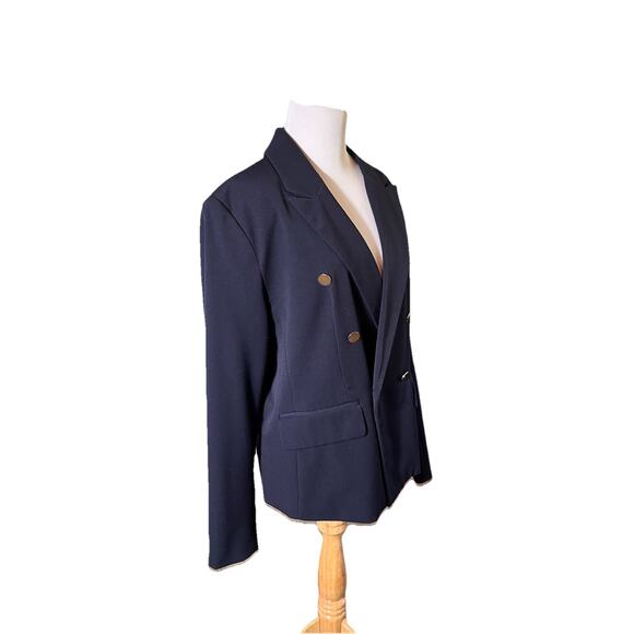 A New Day Navy Blue Double Breasted Blazer Sz 16 Gold Button Workwear Stretch - Picture 5 of 10